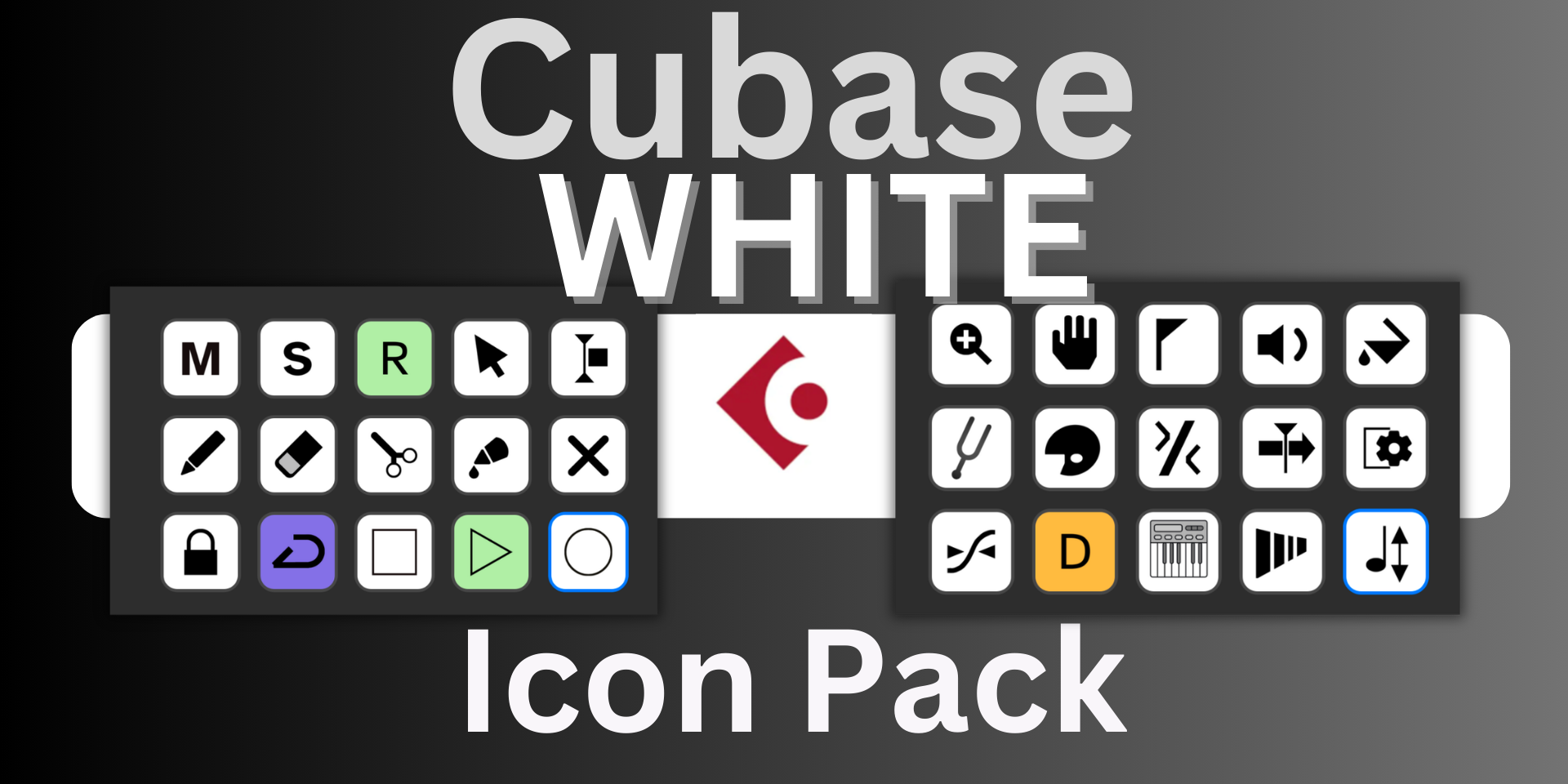 Stream Deck WHITE - Icon Set for Cubase (150)