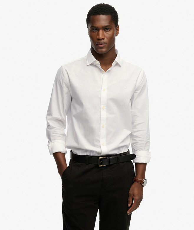 Miniature : SUPERDRY Chemise Popeline à Col Cassé Manches Longues M4011109A-O1C OPTIC