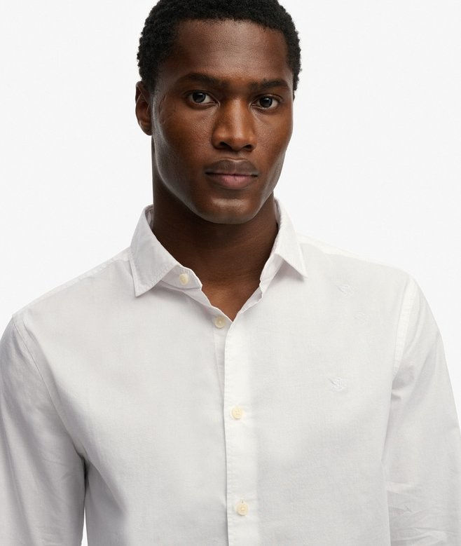 Miniature : SUPERDRY Chemise Popeline à Col Cassé Manches Longues M4011109A-O1C OPTIC