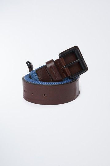 Miniature : SALSA Ceinture mélange de cuir et de toile BLEU 125958