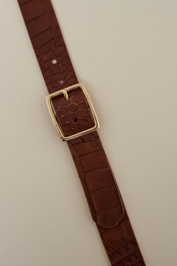 Miniature : SALSA Ceinture en cuir croco marron 124153