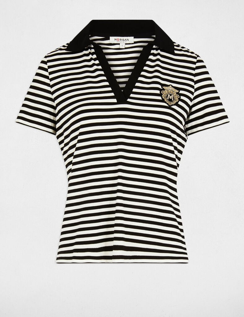 Miniature : MORGAN T-shirt manches courtes rayé blanc femme DINATA
