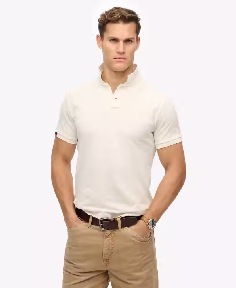 SUPERDRY Vint Destroy Polo M1110439A - B7G - Destroy Chalk White