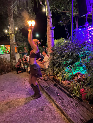 Secret Garden party fire dance in Byron Bay. Backpacking Byron Bay Australia
