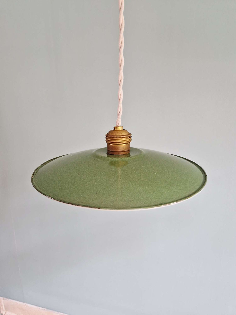Miniature : Trio de suspensions industrielles en tôle émaillée verte