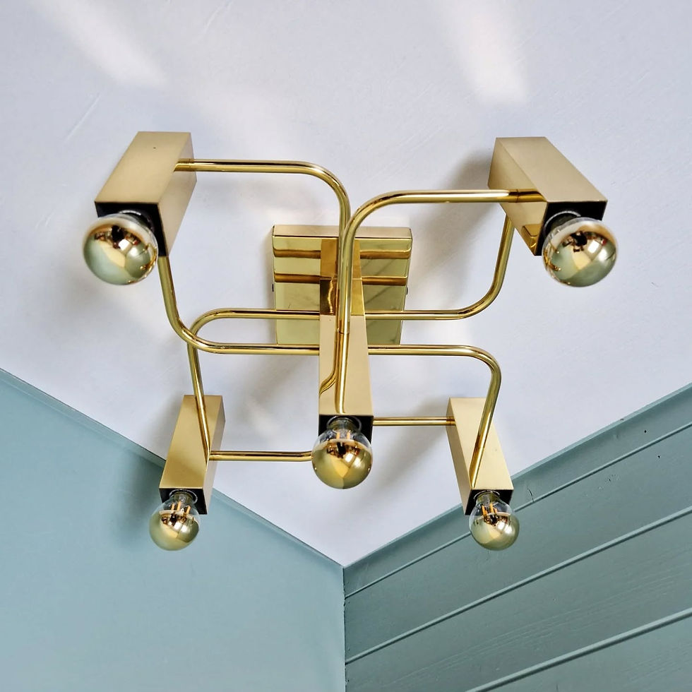 Miniature : Plafonnier en laiton, design Gaetano Sciolari,  Boulanger, 1970