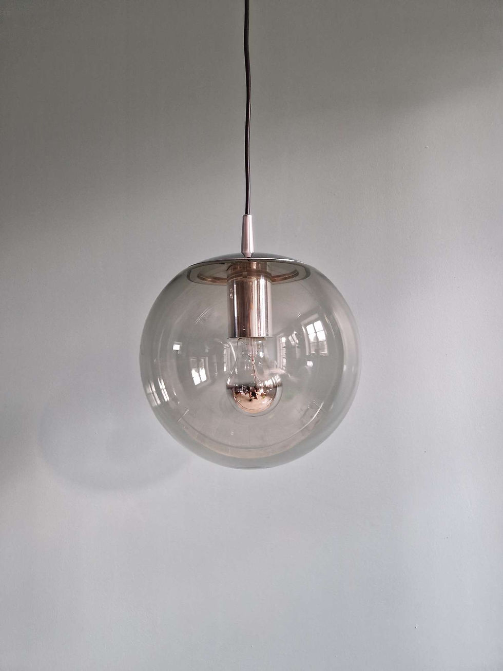Miniature : Suspension Space Age en verre fumé, Peill & Putzler, 1970