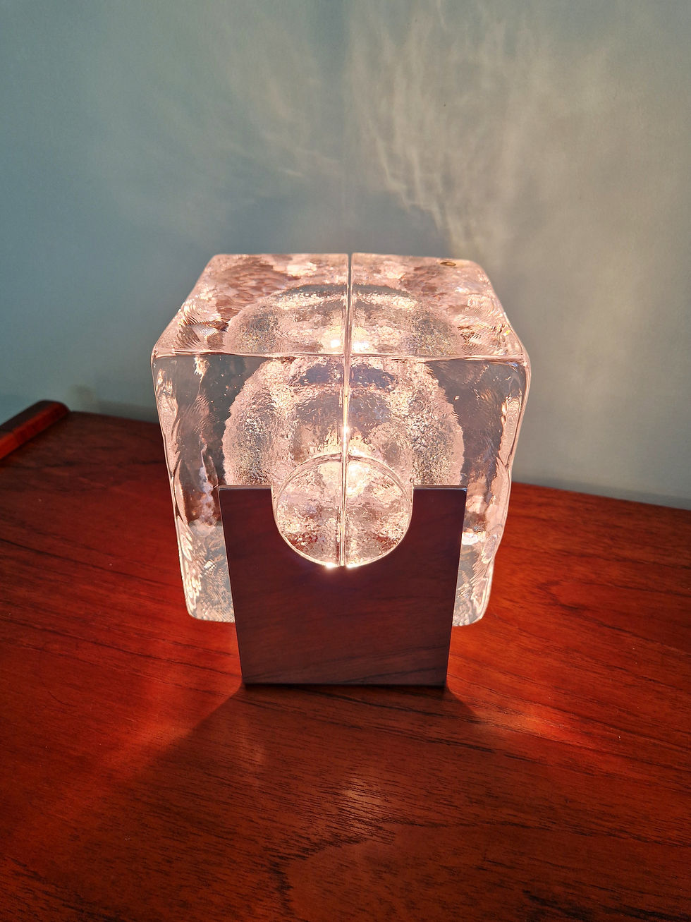 Miniature : Lampe scandinave Ice Cube, Pukeberg (Suède), 1970