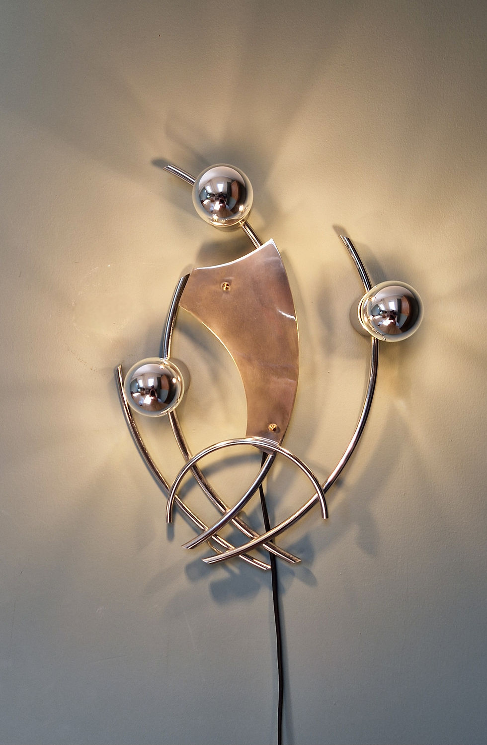 Miniature : Grande applique murale en métal chromé, années 70