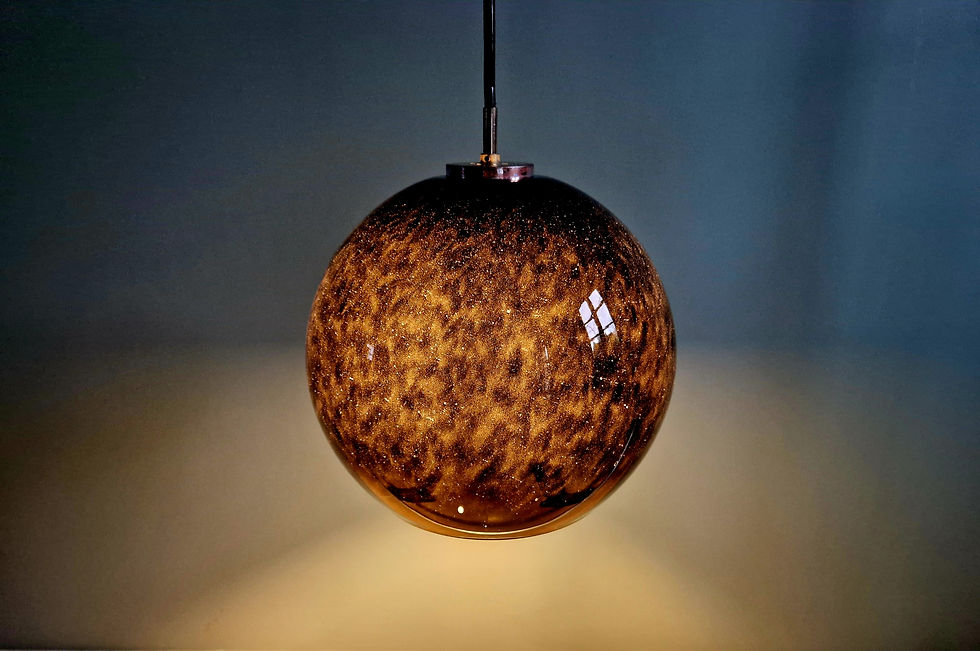 Miniature : Suspension en opaline noire moucheté, Peill & Putzler,  1970's 