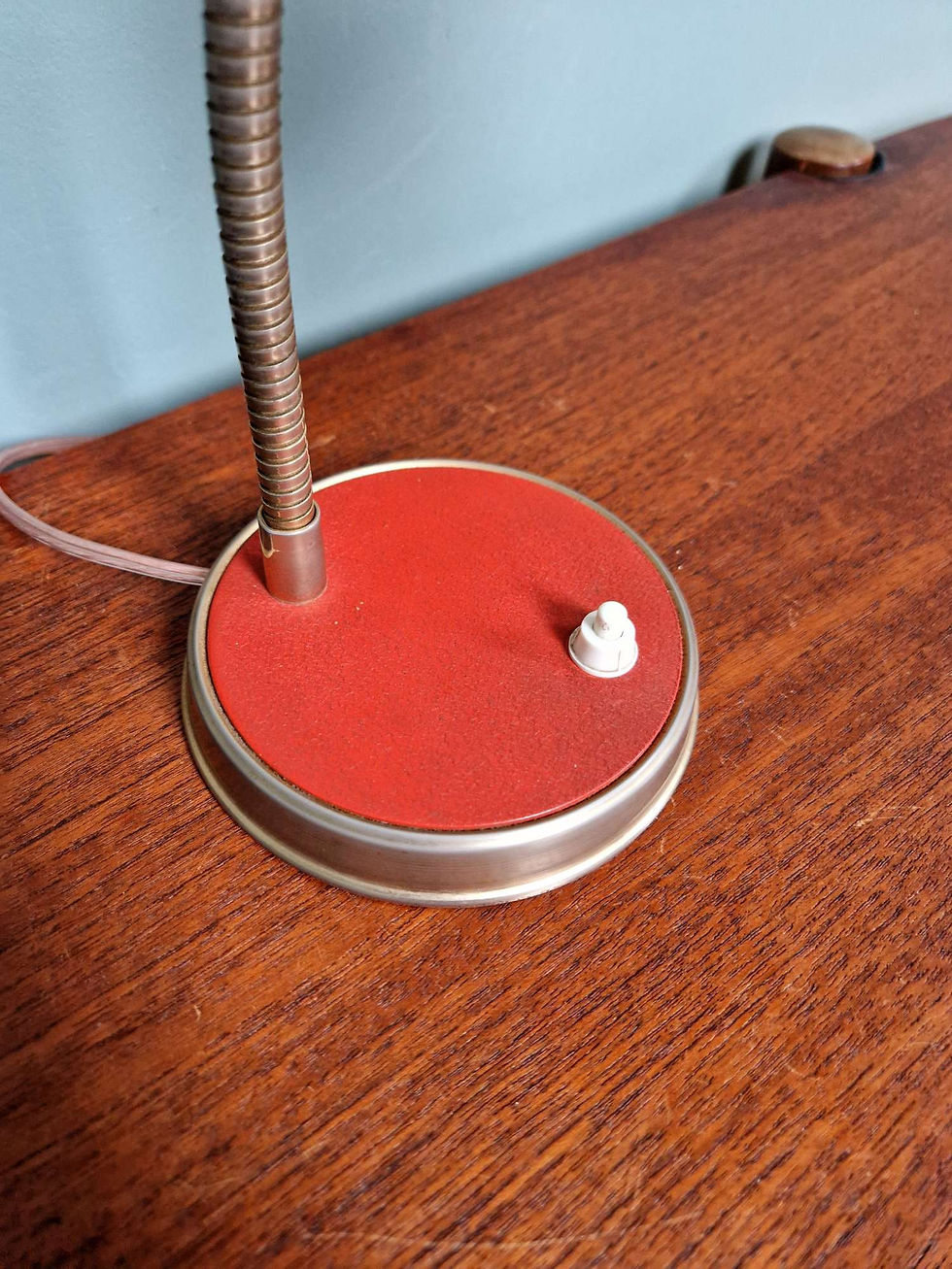 Miniature : Lampe de bureau articulée rouge, années 1950