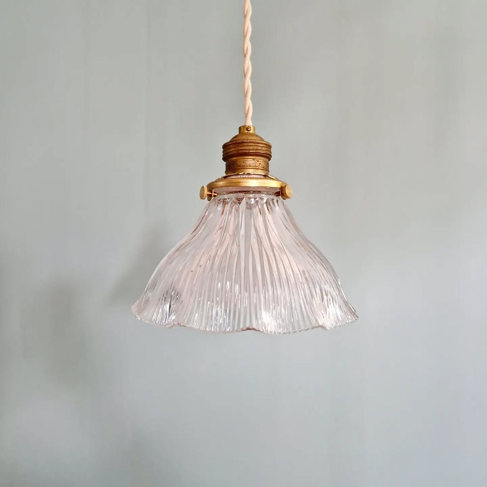 Miniature : Suspension Art Déco en verre rainuré, Holophane