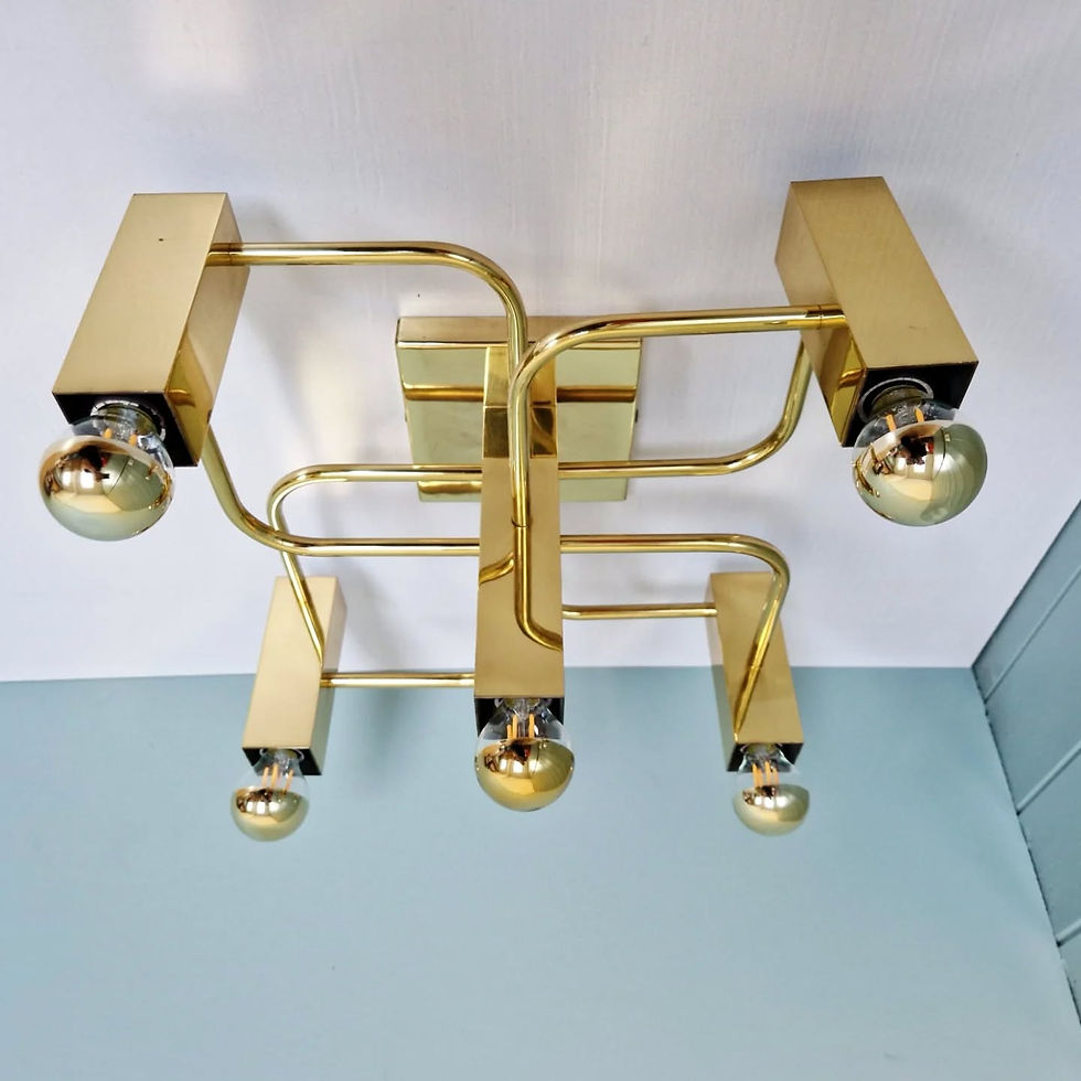 Miniature : Plafonnier en laiton, design Gaetano Sciolari,  Boulanger, 1970