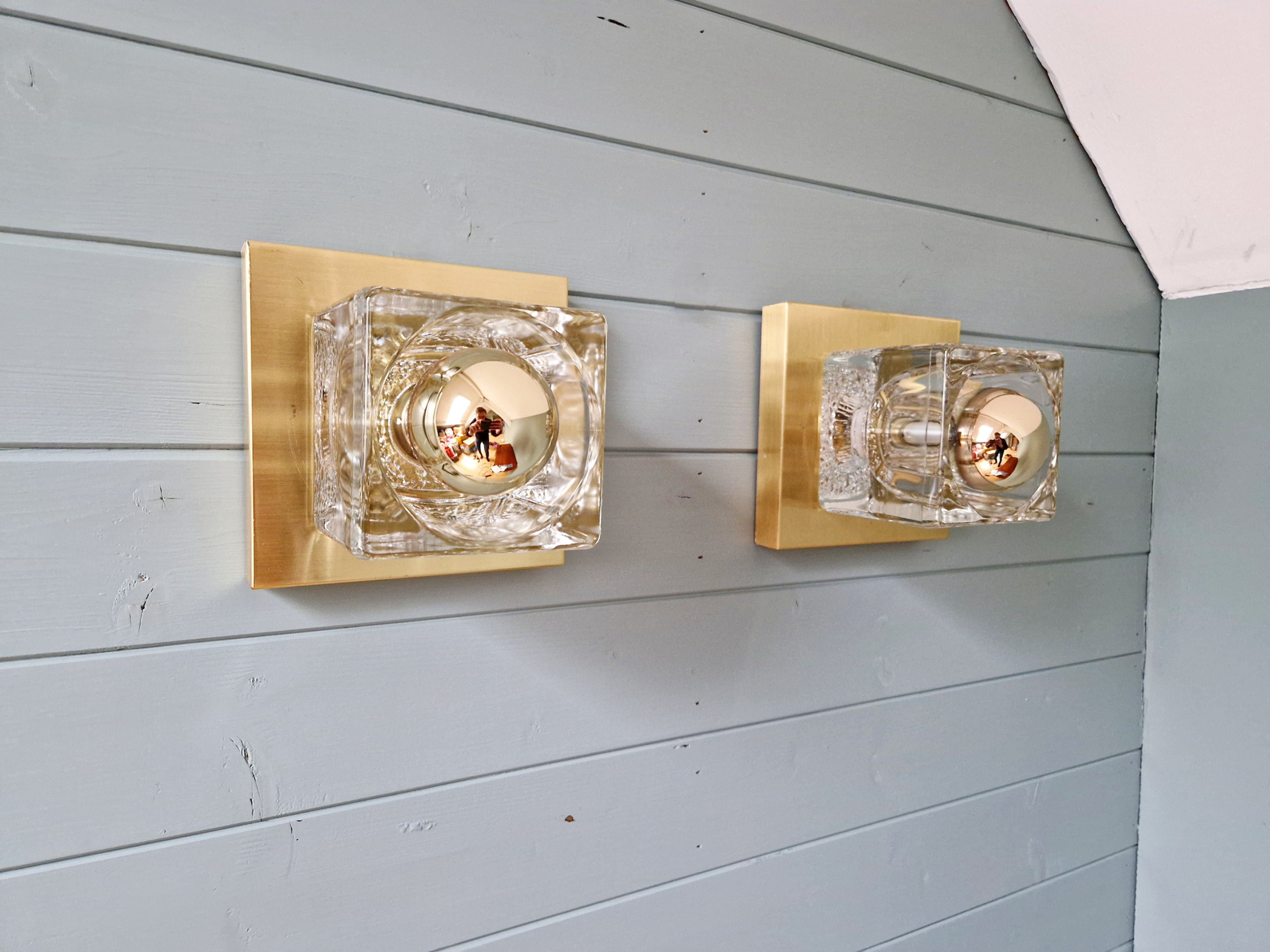 Paire d'appliques murales Ice Cube, Peill & Putzler, 1970