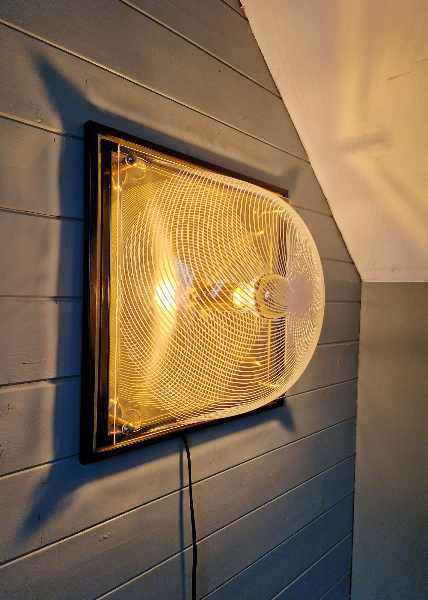 Applique murale/Plafonnier vintage en laiton, Massive, 1970-80