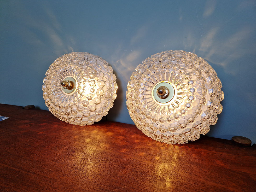 Miniature : Paire de plafonniers en verre transparent alvéolé, Limburg, 1970