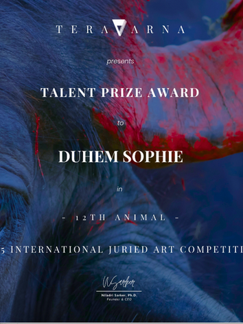 Talent prize award du 12th Animal - oil painting, won by Phi-Artiste-Peintre with Teravarna 2025