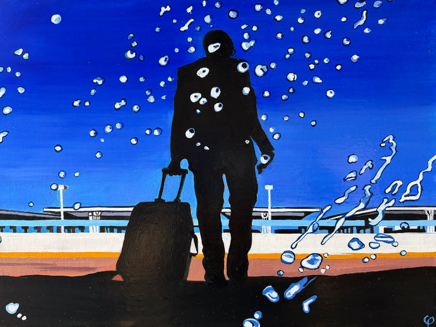 "2009-Black Sunport" par Phi-Artiste-Peintre, 2026, Huile sur toile, 40 x 30 cm