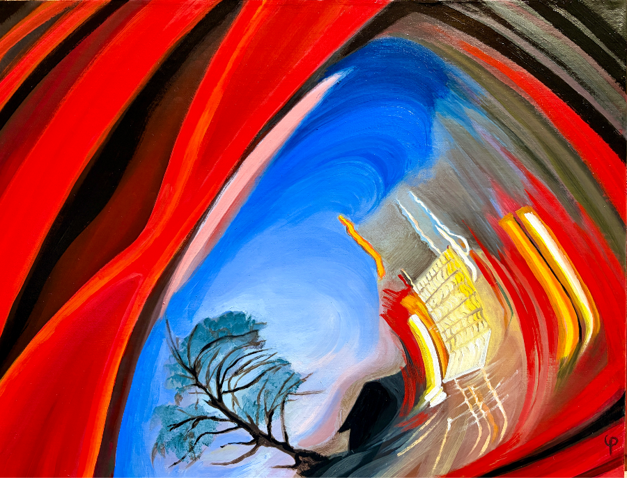 "Monday Refraction", par Phi-Artiste, 2026, Huile sur toile, 40 x 30 cm
