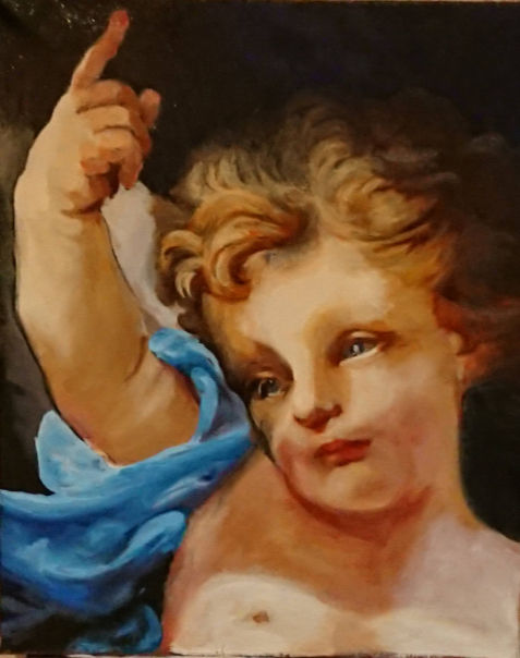 D'après un peintre anonyme, "Ange", 2018, Huile sur toile, 56 x 45 cm