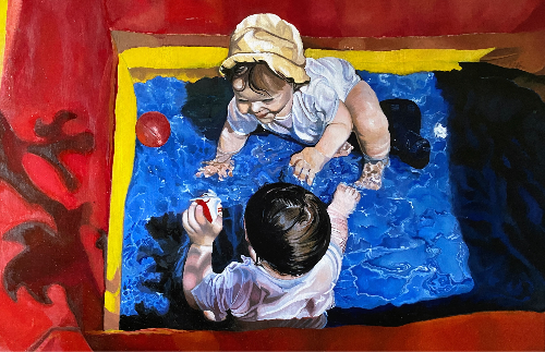 Le Jouet, par Phi-Artiste-Peintre, 2024, Huile sur toile, 65 x 100 cm