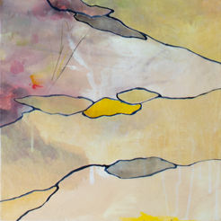 Details und atmosphärische Ansichten der Werke Der Wald, Der Teich und Der Fluss von Christin Breuil – Landschaftsmalerei mit transparenten Schichten, Farbe, Licht und Material.