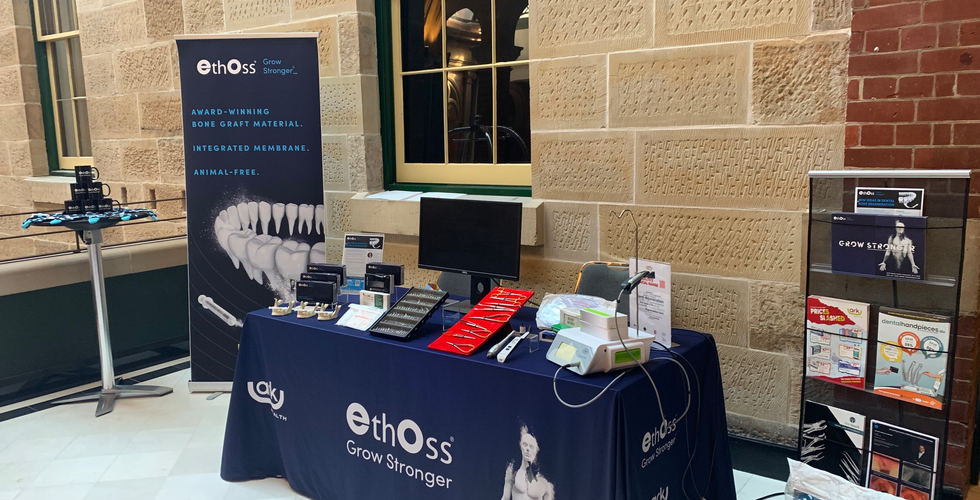 Ark Health table display with surgical product range on top