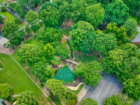 Aerial drone photograph of Irmo Town Park, in Irmo SC