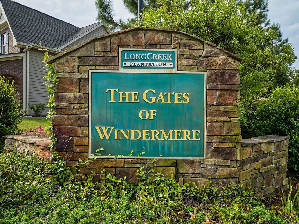 Community entrance sign at Gates of Windermere in Columbia SC