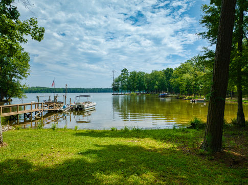 Aerial drone photograph of a lake front lot on Lake Murray in South Carolina.