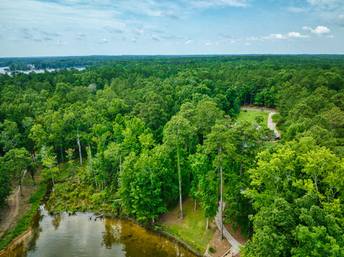 Aerial drone photograph of a lake front lot on Lake Murray in South Carolina.