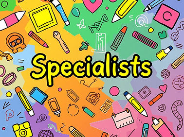 The word _Specialists_ Surrounded by colorful school doodles on a colorful background.jpg