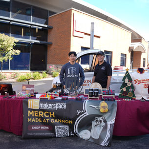 Gannon MakerSpace showcasing custom products and merchandise at Homecoming