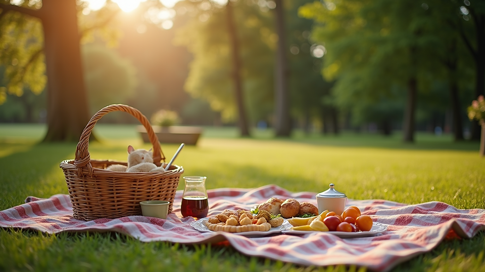 Close-up view of a couple enjoying a picnic in a park