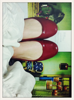 Walmart red flats on Anthro catalog