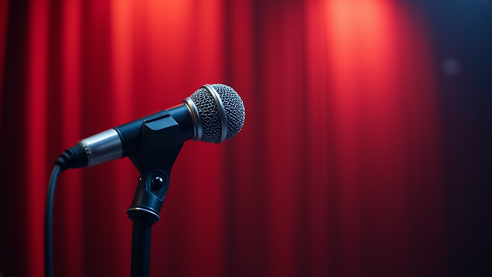 Close-up view of a microphone on a stage ready for a musical performance