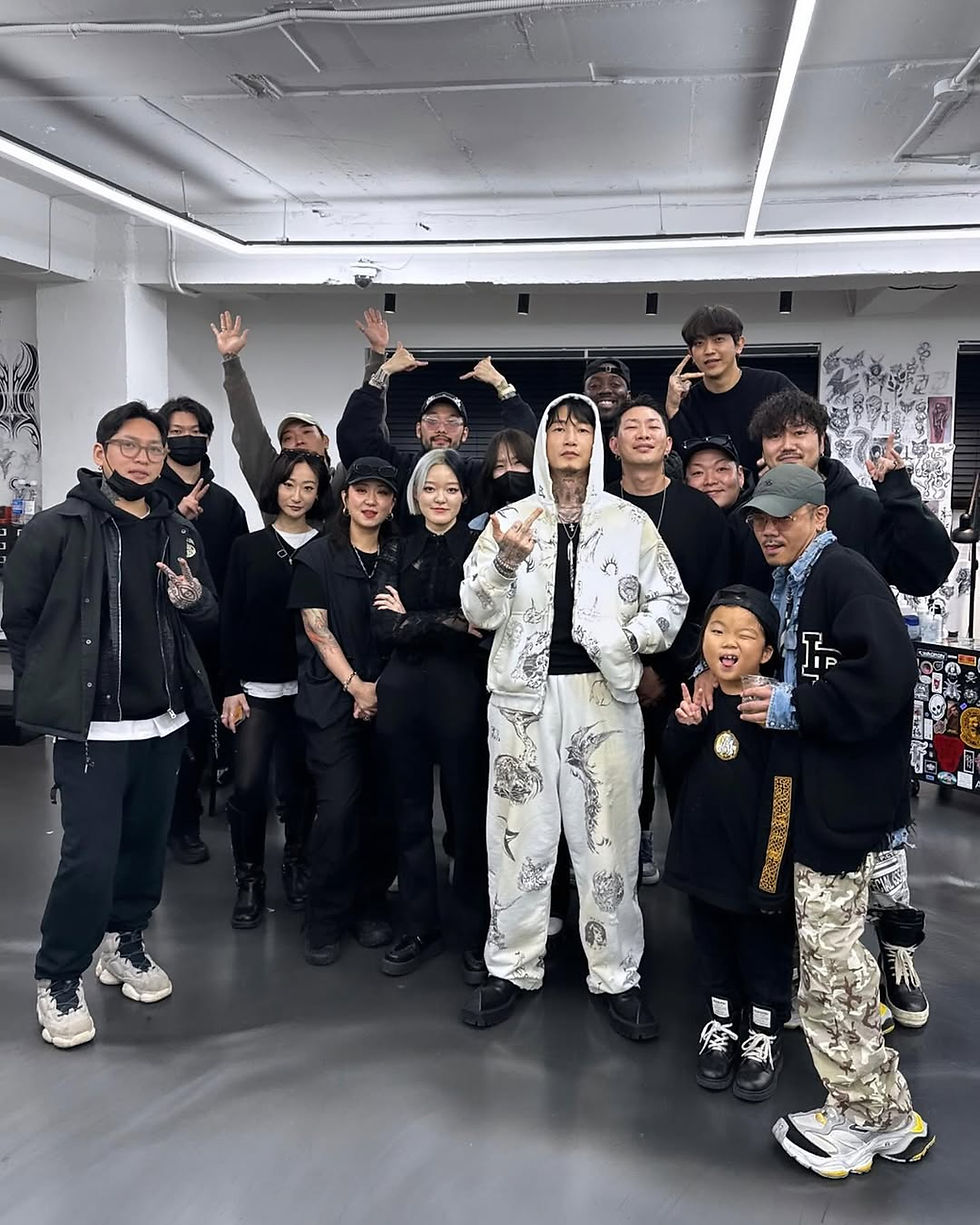 Mr. K with Seoul Ink Tattoo team guest artist event Gangnam Seoul South Korea