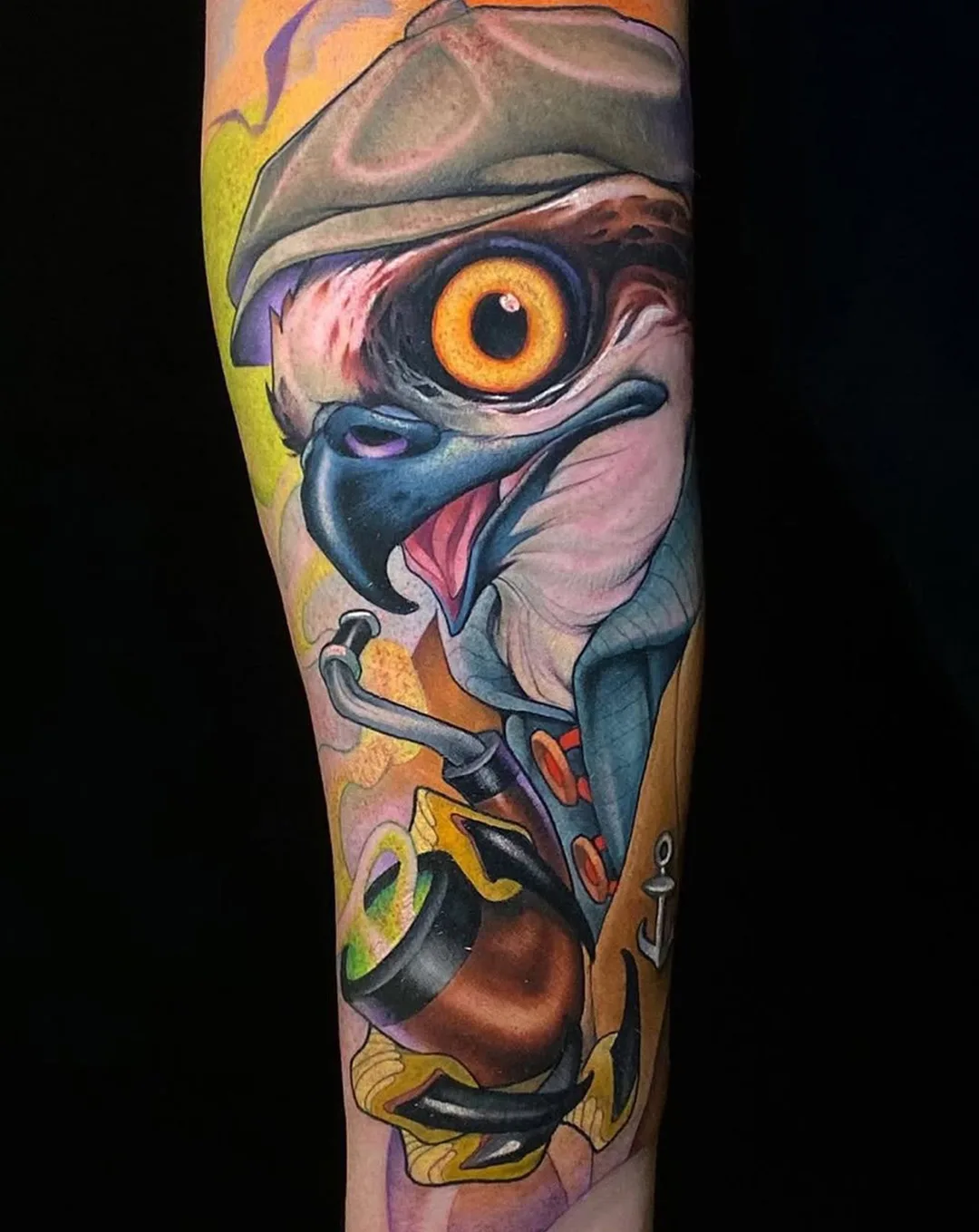Neo-traditional color bird tattoo on forearm by Victor Chil — Seoul Ink Tattoo Gangnam