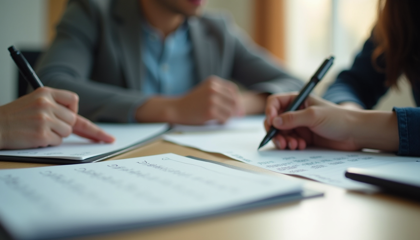 Eye-level view of an exam-taking setup with notes and pens