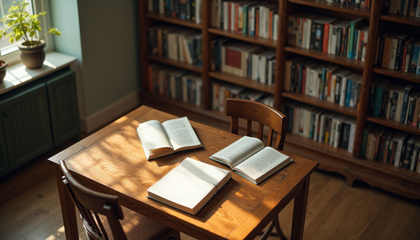 High angle view of a serene study environment