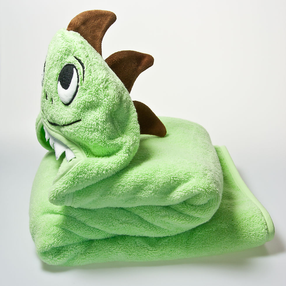 Thumbnail: Dino Hooded Cotton Turkish Towel: Baby