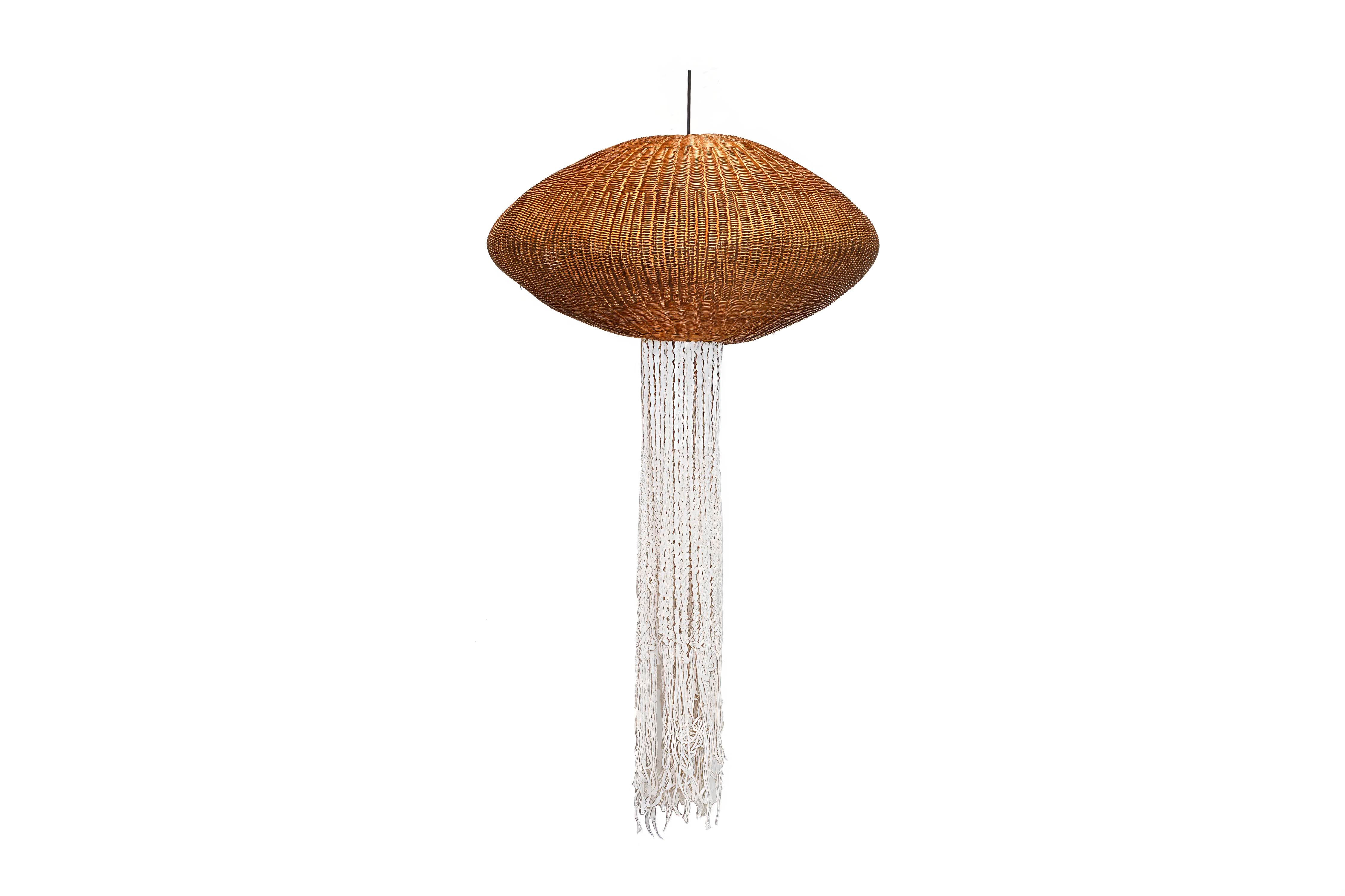 Rattan and Macramé Lamp