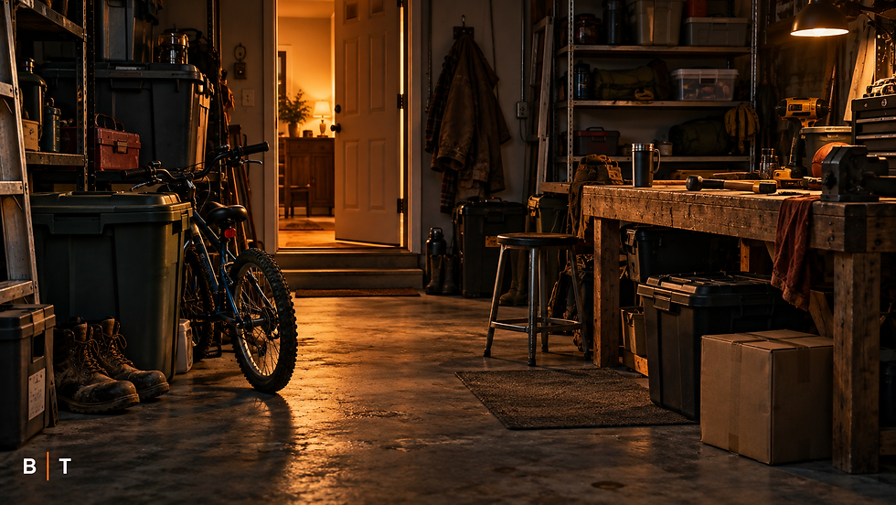 Cluttered space in a garage