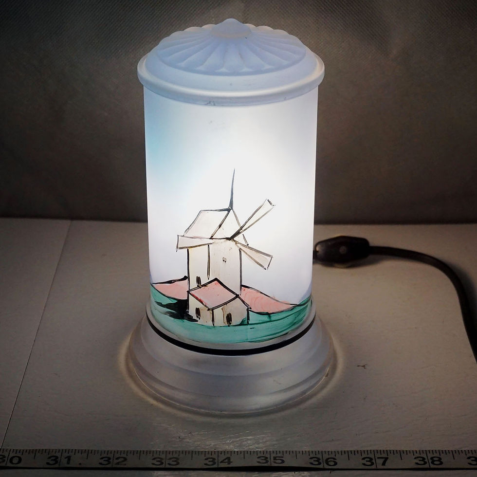 Thumbnail: Blue Dresser Lamp With Hand Painted Windmill