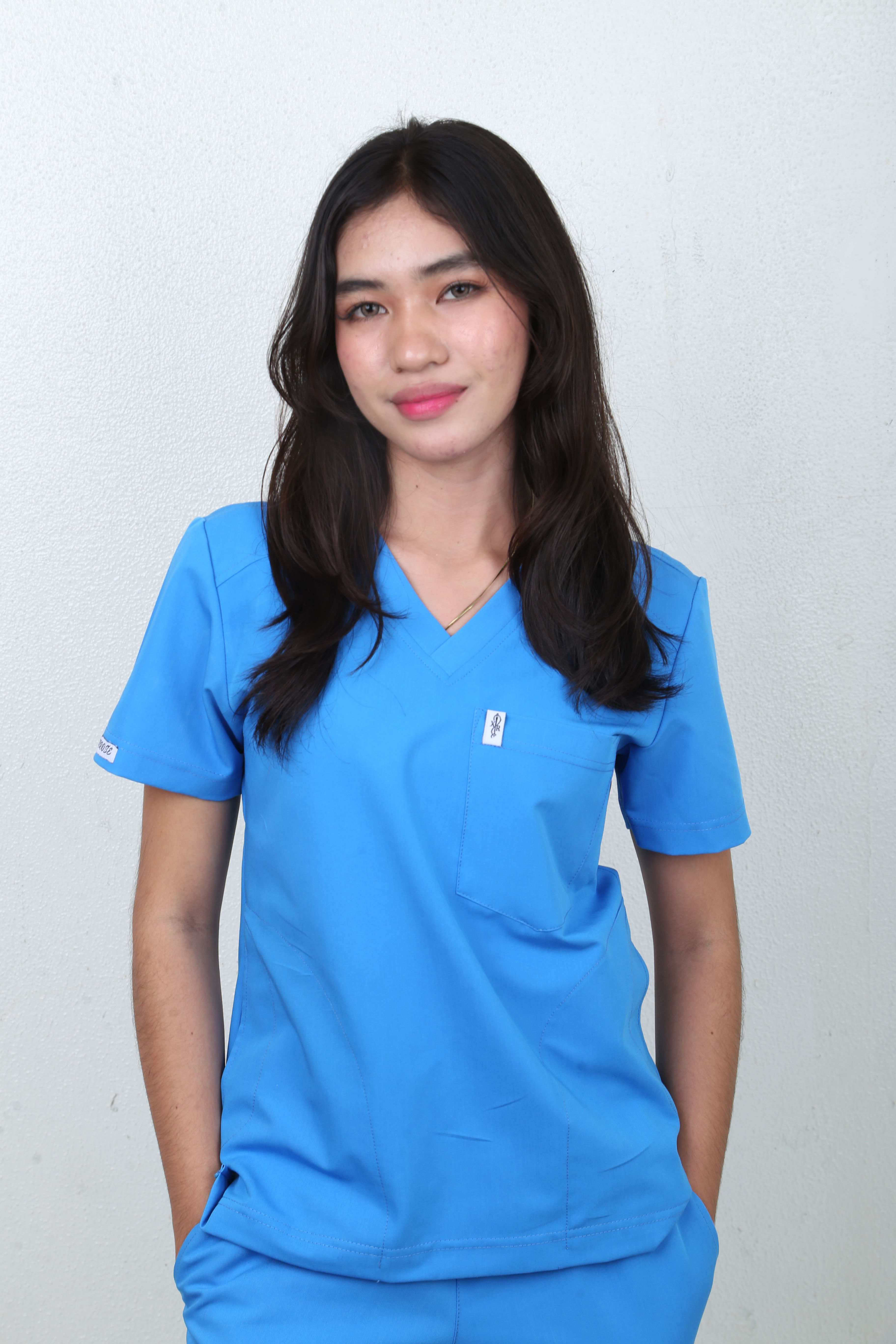 Cool Blue V Neck Scrub Suit and Pants for Women