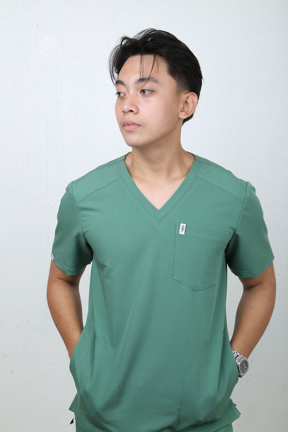 Thumbnail: Sage Green - V Neck Scrub Suit with pants for Men