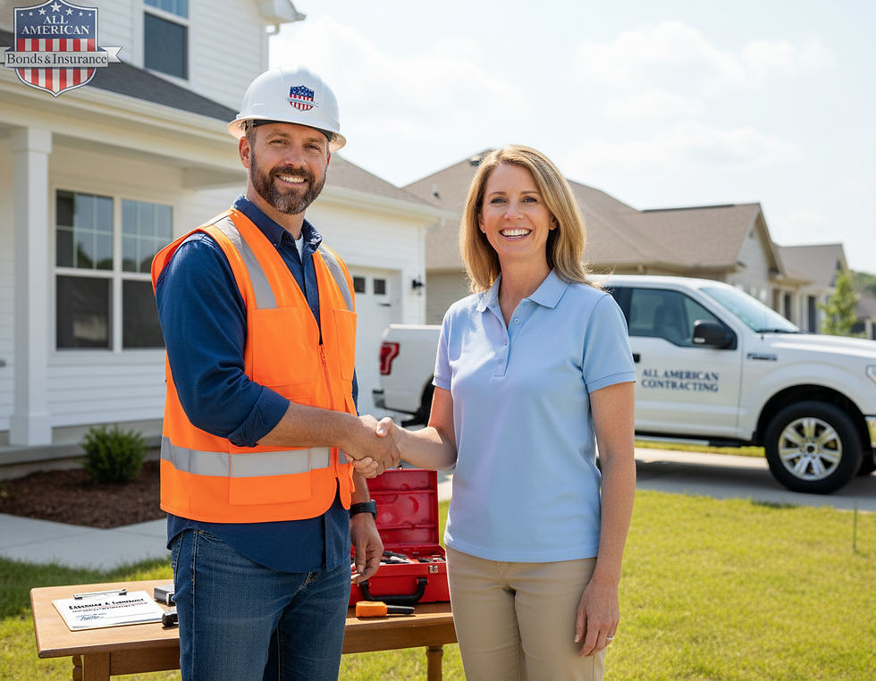 A contractor shaking hands with a homeowner after securing a first job.