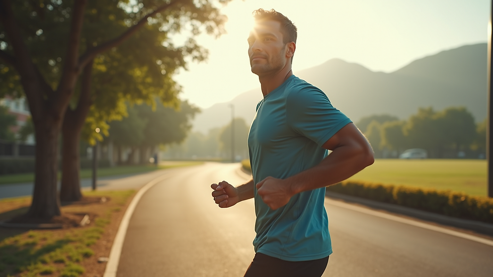Eye-level view of a person exercising outdoors