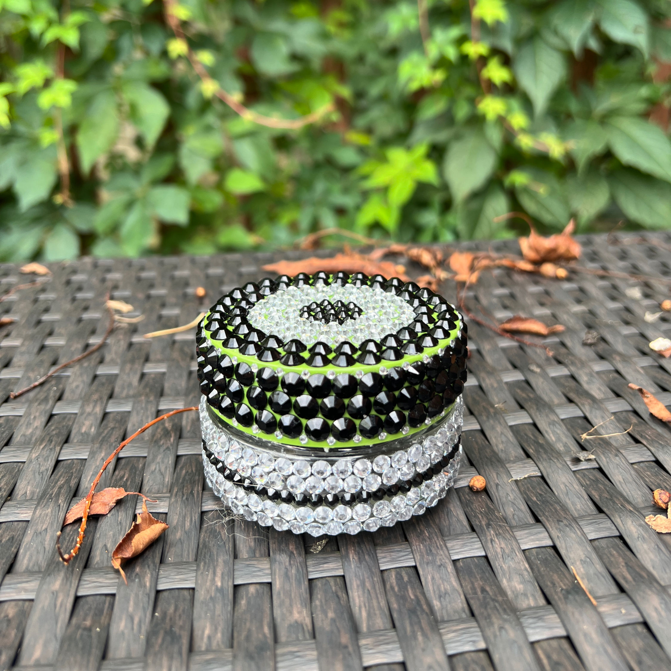 Black and Silver Bedazzled Stash Jar