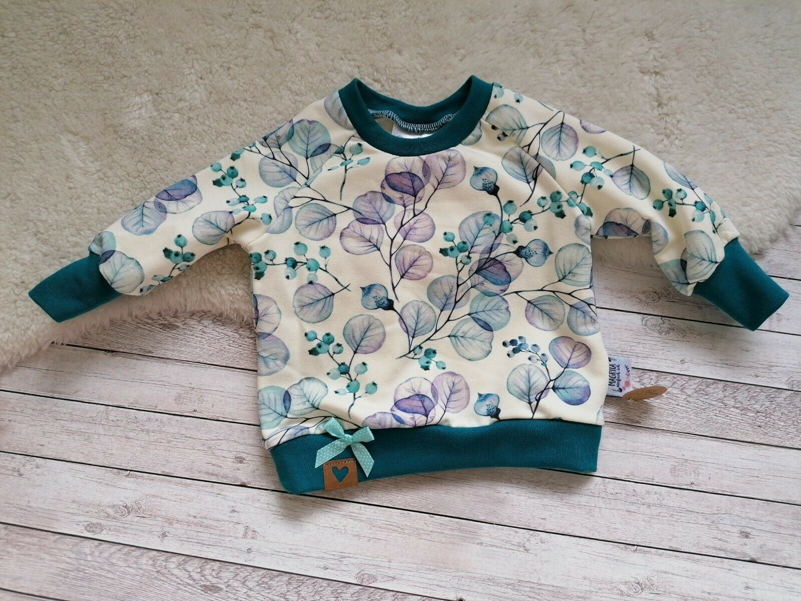 Sweater Blätter Gr.68 Raglan